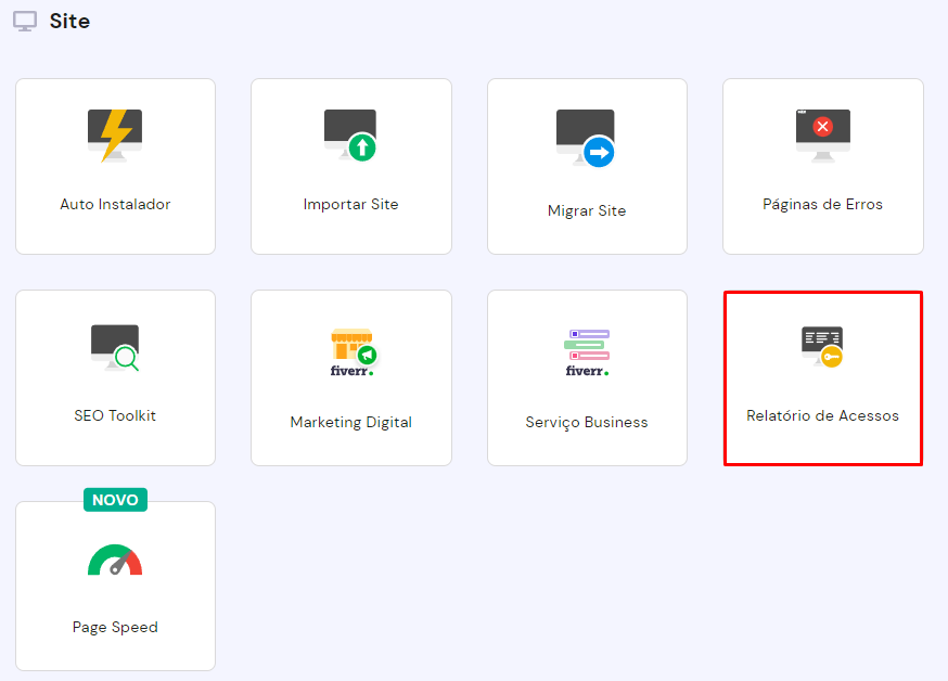 Relatório de Acessos no hPanel