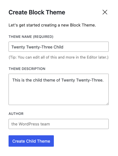 criando child theme baseado em blocos com o plugin create block theme para wordpress