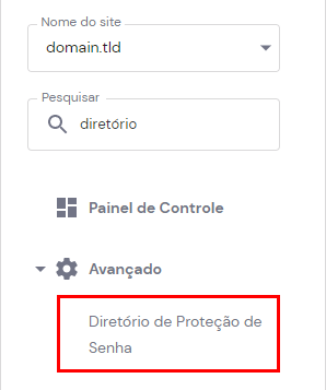 O botão Proteger com senha no hPanel