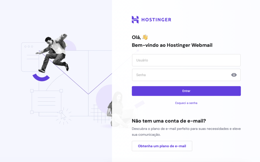 tela de login do hostinger webmail