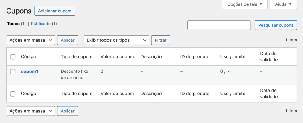 cupons no woocommerce