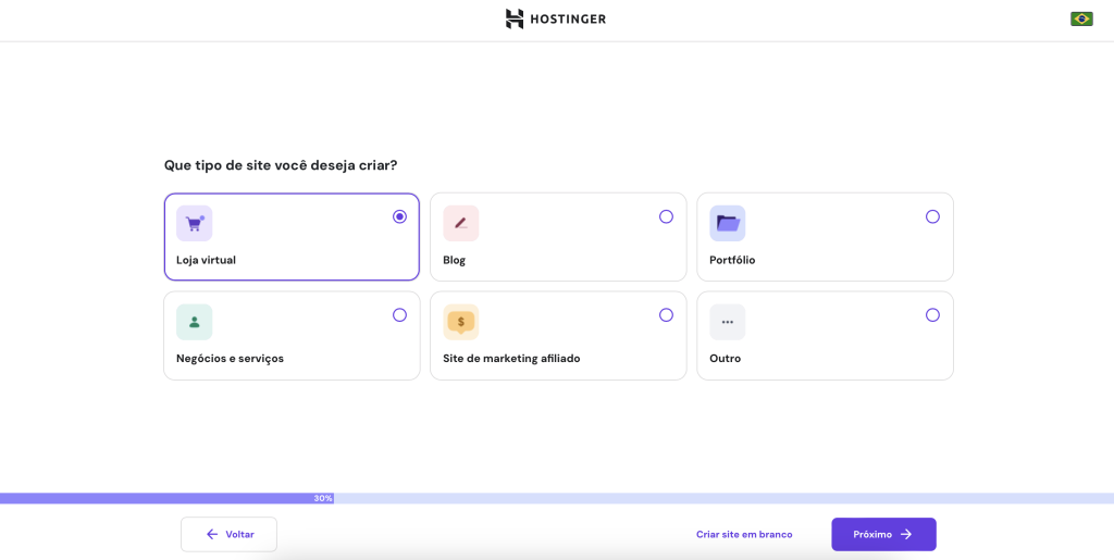 processo de configuração de loja virtual woocommerce wordpress no hpanel