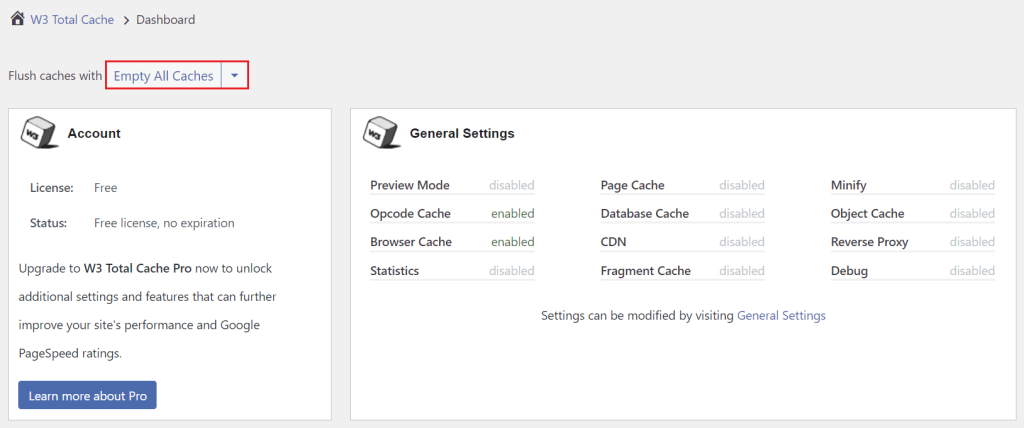 limpando cache do woocommerce com plugin w3 total cache