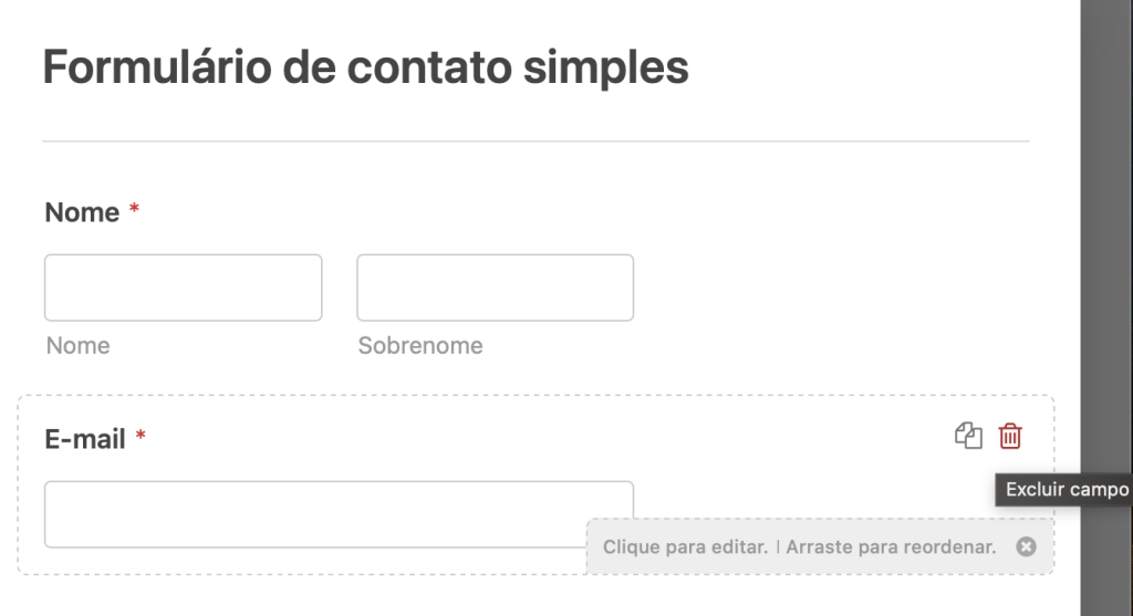 excluindo campo no wpforms