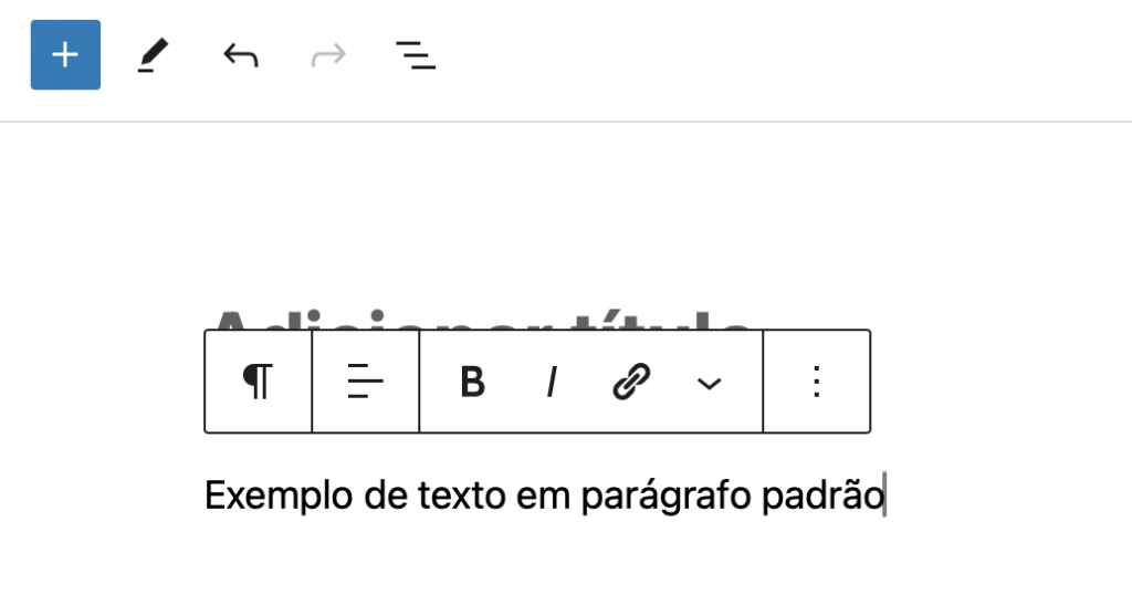 bloco de parágrafo no editor gutenberg do wordpress