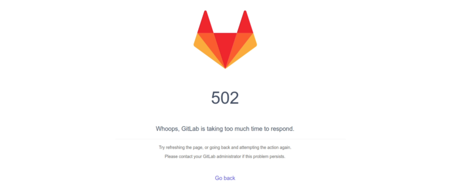 erro 502 bad gateway no site gitlab