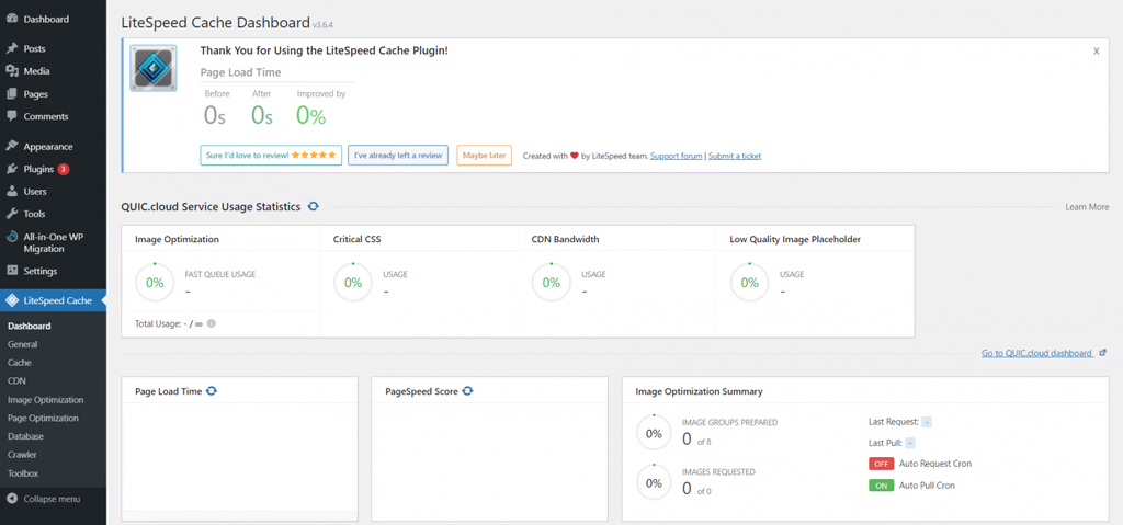 limpando cache wordpress com o plugin litespeed cache