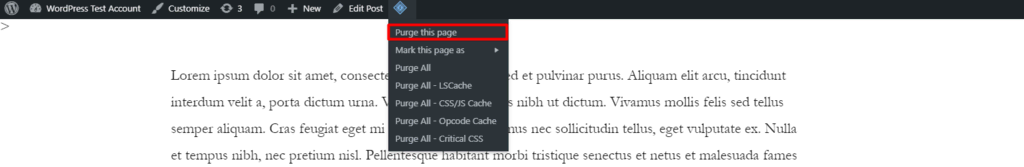 limpando cache wordpress com o plugin litespeed cache