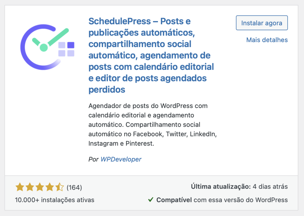 plugin schedulepress no diretório do wordpress