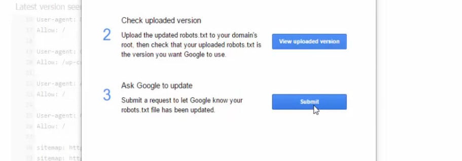 enviar código robots.txt manualmente no google search console