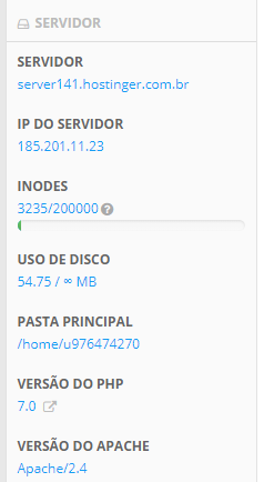 verificando o limite da cota de espaço em disco no cpanel