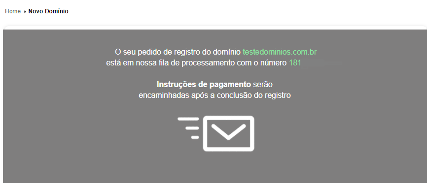 email de confirmação de registro de domínio no registro.br