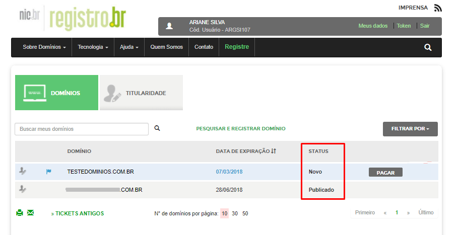 finalizando registro de domínio no registro.br