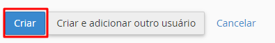 botão de criar e adicional outro usuário no cpanel