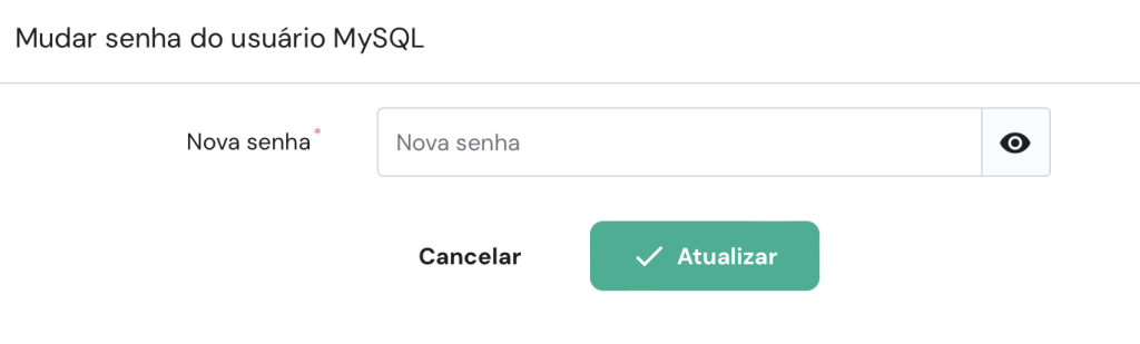 Mudar senha do usuário MySQL no hpanel