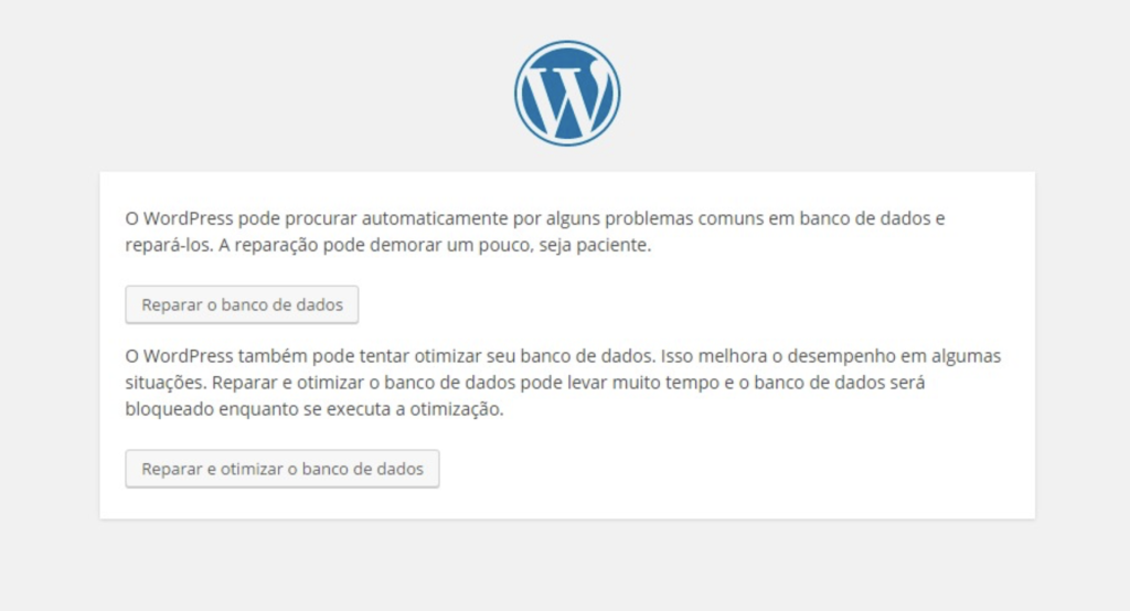 recurso de reparar banco de dados do wordpress