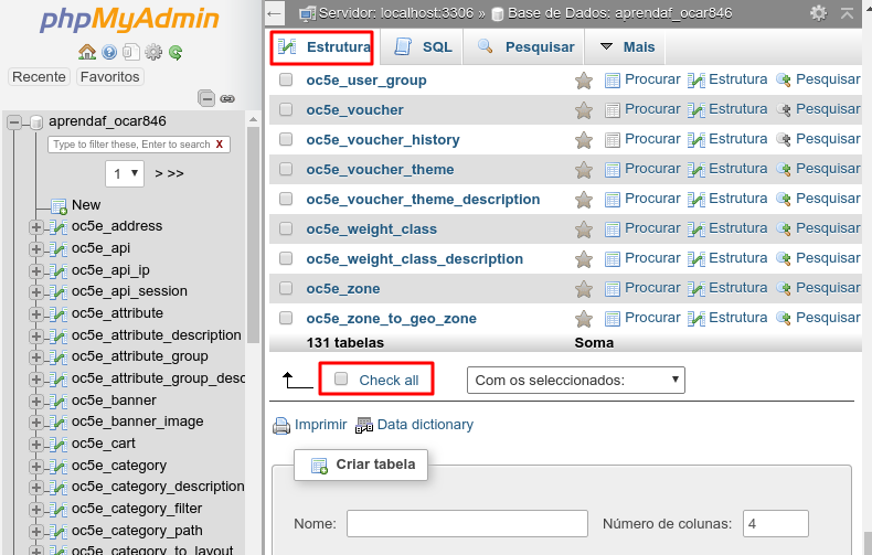 otimizando banco de dados no phpmyadmin