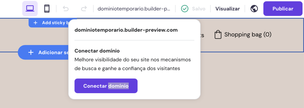 conectar domínio no criador de sites da hostinger