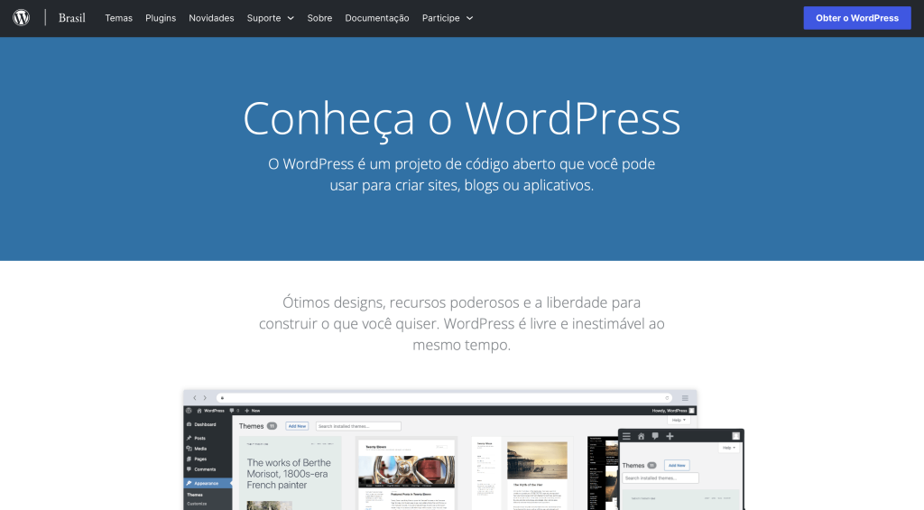 página inicial do wordpress.org