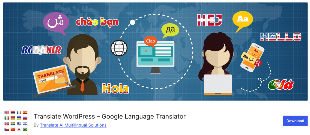 screenshot do plugin google language translator