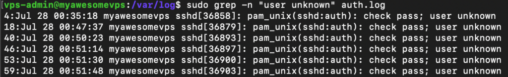 comando grep com opção -n para exibir números das linhas