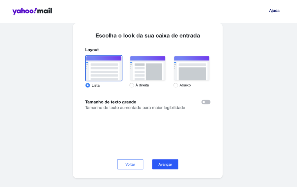 personalizar caixa de entrada no yahoo mail: layout