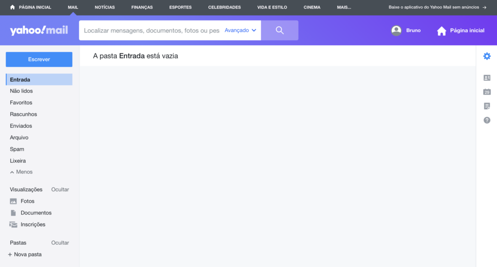 caixa de entrada do yahoo mail