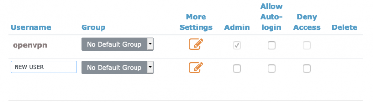 configurações de usuário no openvpn