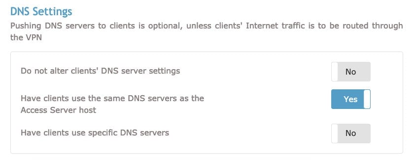 configurações de dns na vpn