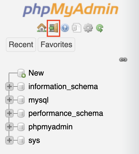 botão de logout do phpmyadmin