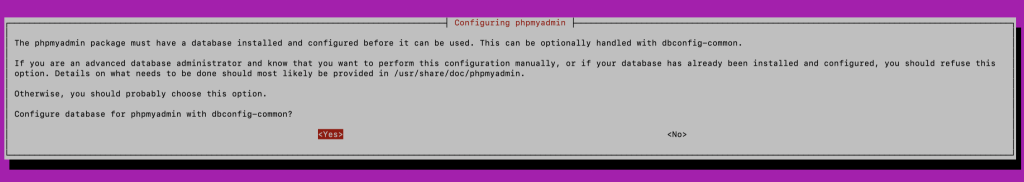 configurando o phpmyadmin no terminal