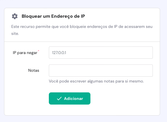 bloqueando endereço ip no hpanel