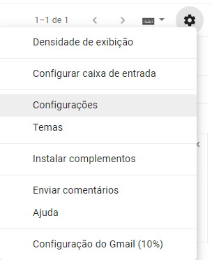 acessando configurações do gmail