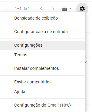 acessando configurações do gmail