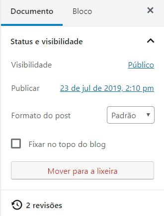 botão de revisões em post do wordpress