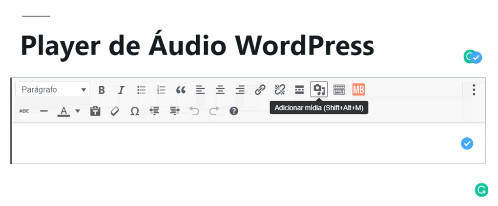 adicionando widget de áudio ao wordpress no editor