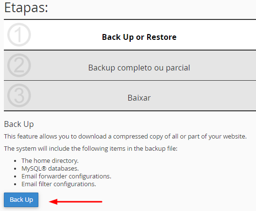 localizar backups no assistente de backups