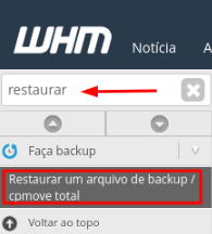 restaurar arquivo de back completo no whm