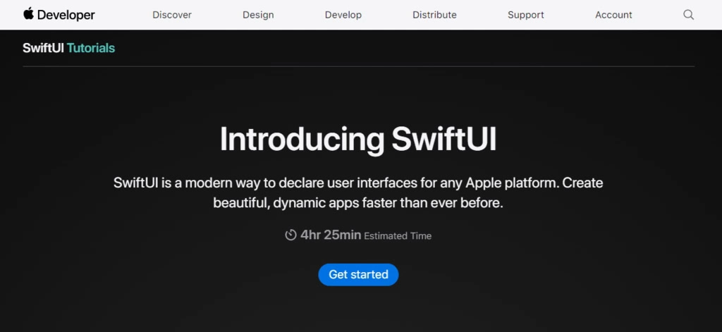 página do swiftui na apple