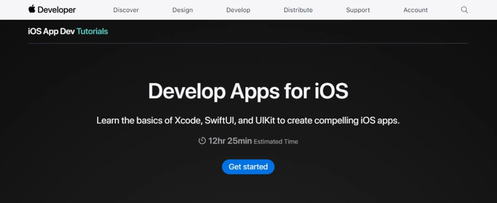 página do iOS app dev no portal apple developer