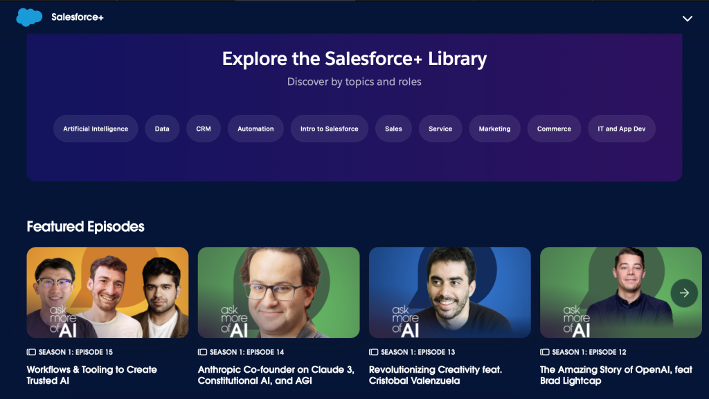 captura de tela do site salesforce+