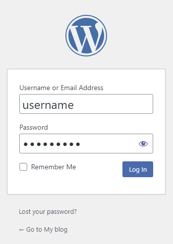 tela de login do wordpress