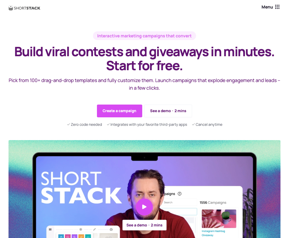 ferramenta de sorteio e concursos shortstack