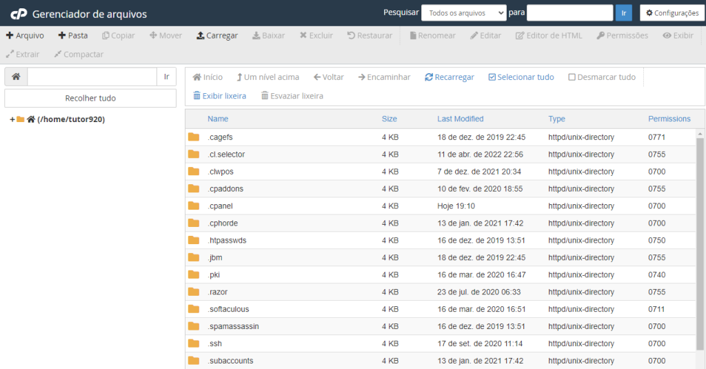 gerenciador de arquivos do cpanel
