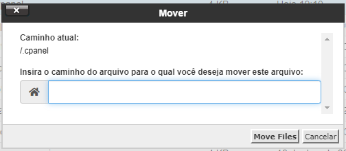 função de mover arquivos no gerenciador do cpanel