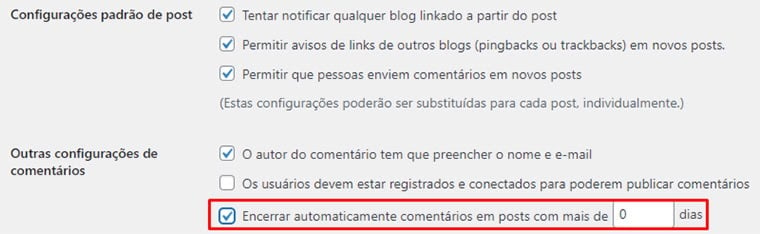 desativando comentários no wordpress