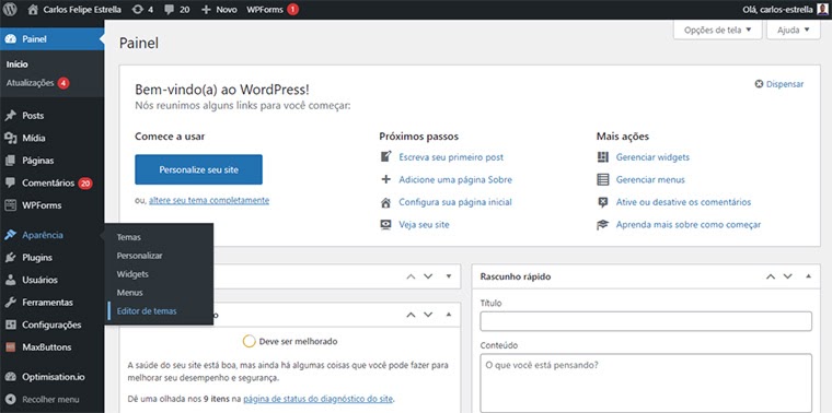 editor de temas do wordpress