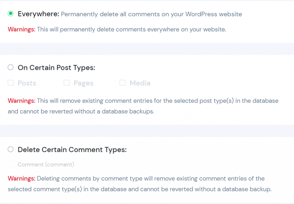 opções do plugin desabe comments no wordpress