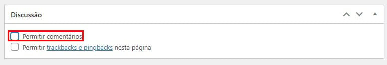 opção permitir comentários em editor de post no wordpress