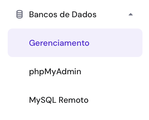 botão bancos de dados - gerenciamento no hpanel